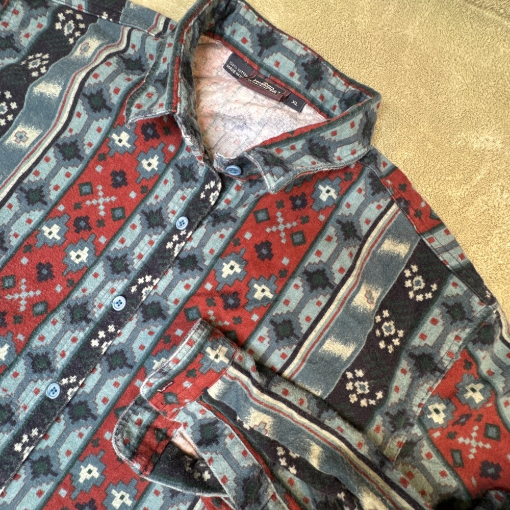 Woolrich Shirt Men XL Large Long Sleeve Button Front Vintage‎ Aztec USA Flannel